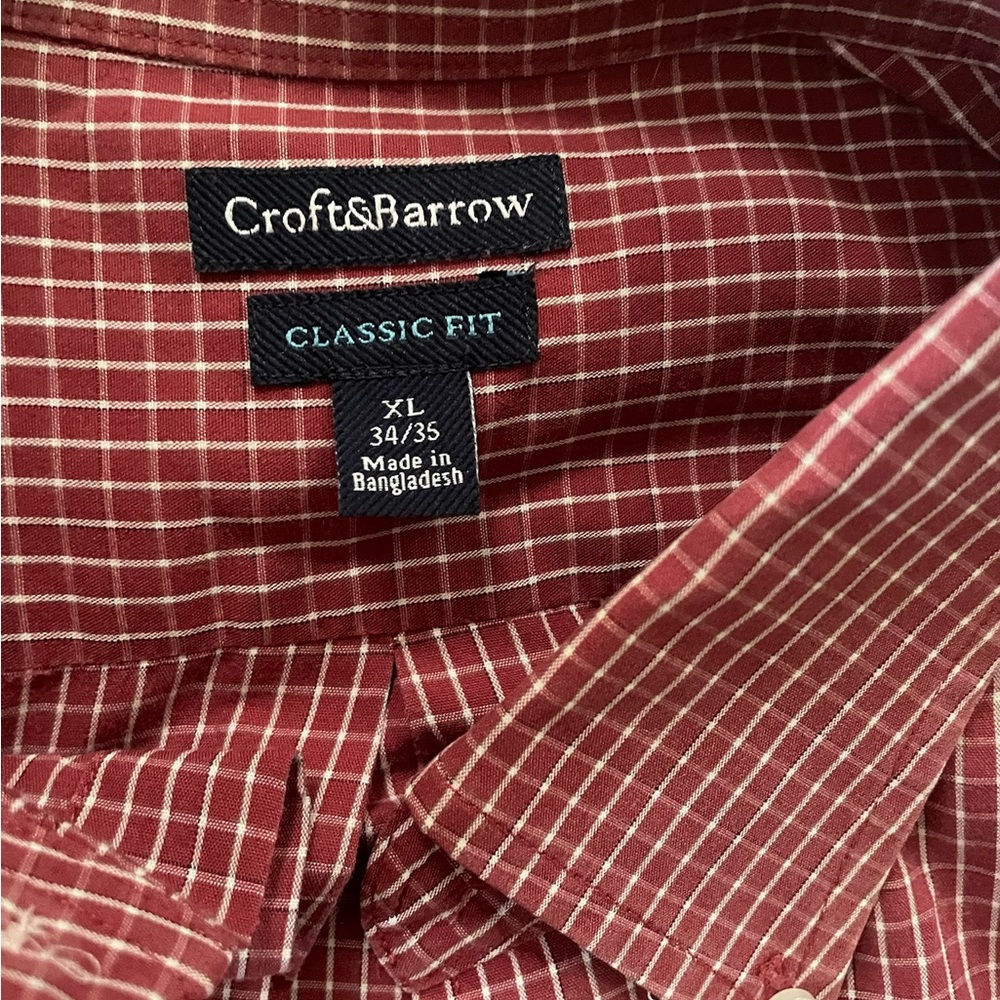 Croft & Barrow Men's Plaid Burgundy Shirt
